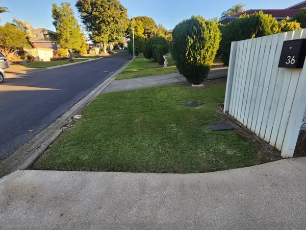 Front verge and nature strip mown and edged neatly to the street kerb